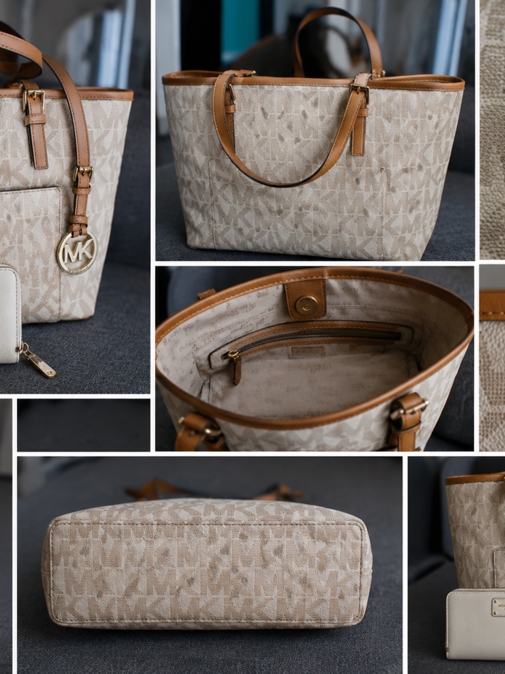 Michael Kors MK Signature Tote Bag – Tan Monogram Handbag